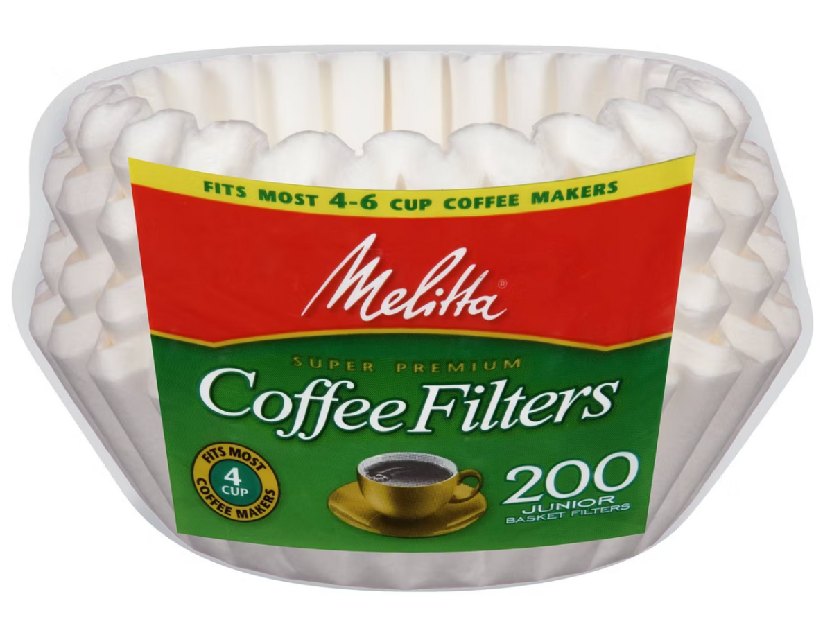 Melitta 4-6cup White Coffee Filters 200ct: Small Basket Filters, 5 Cup Size, Disposable Paper, 200 Pack