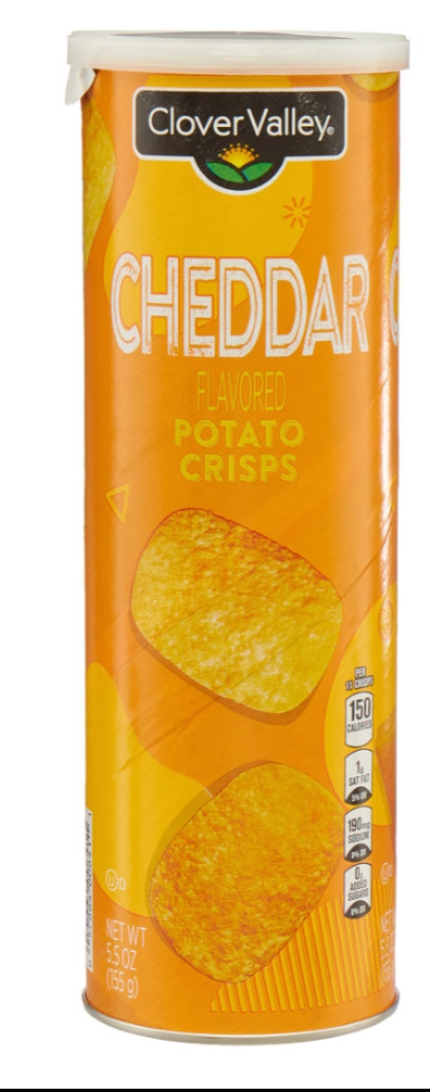 Clover Valley Cheddar Flavored Potato Crisps, 5.5 oz1 Clover Valley Cheddar Flavored Potato Crisps, 5.5 oz - Apr 05 2026