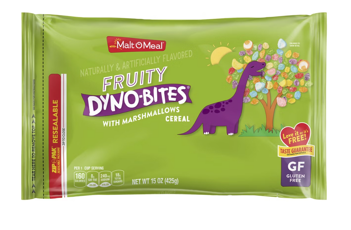 Malt-O-Meal Fruity Dyno Bites with Marshmallows Kids Breakfast Cereal, Gluten Free, 15 oz Bag - expired June 10 2026