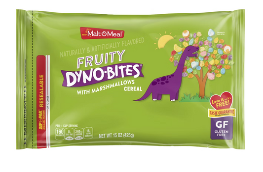 Malt-O-Meal Fruity Dyno Bites with Marshmallows Kids Breakfast Cereal, Gluten Free, 15 oz Bag - expired June 10 2026
