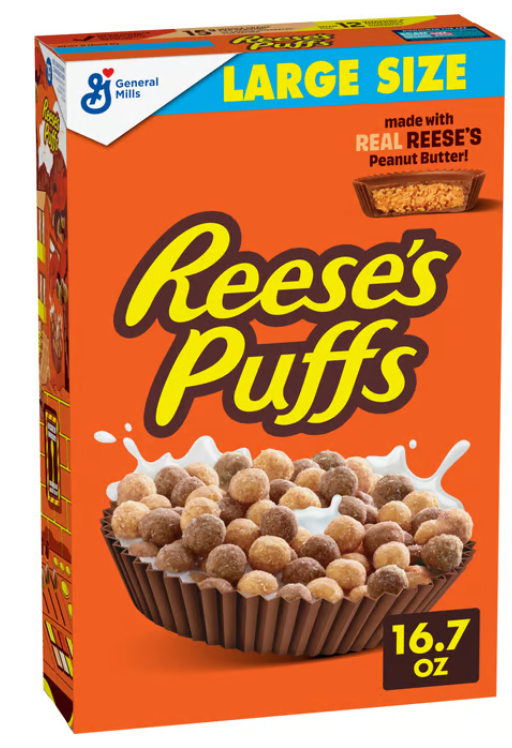 Reese's Puffs Chocolatey Peanut Butter Cereal Large Size (16.7 oz) - expires June 19 2026