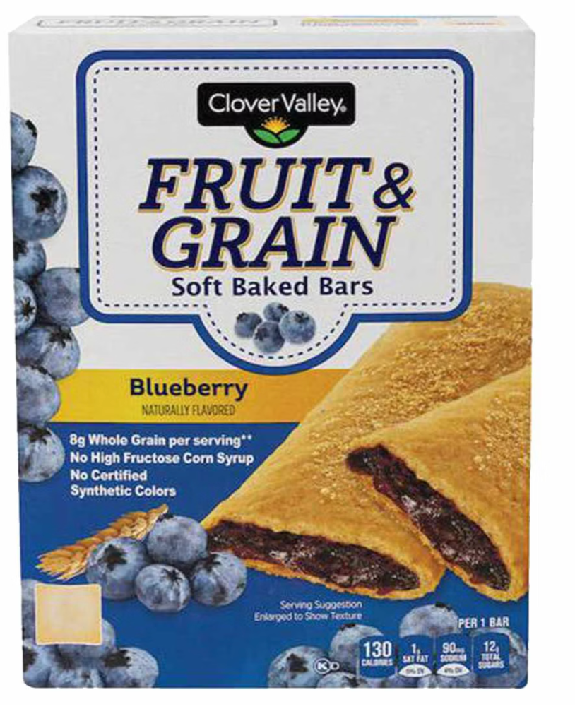 Clover Valley Blueberry Fruit & Grain Soft Baked Bars, 8 ct - expired May 16 2026