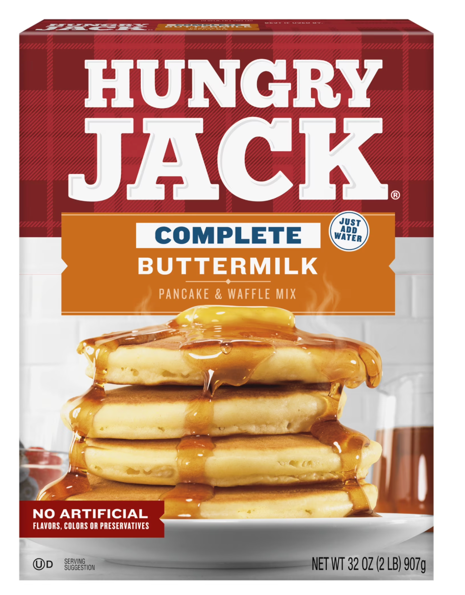 Hungry Jack Complete Buttermilk Pancake Mix and Waffle Mix, 32 oz Box - expires Nov 15 2026