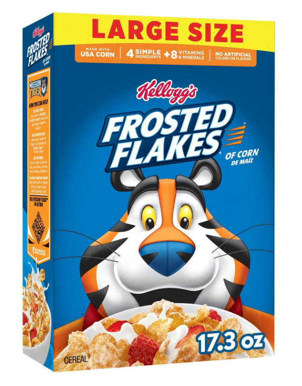 Kellogg's Cereal Frosted Flakes Original Breakfast Cereal Box Large Size (17.3 oz) - expired Feb 09 2026