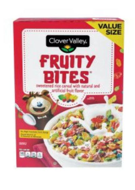 Clover Valley Fruity Bites Sweetened Rice Breakfast Cereal, 19.5 oz - expired June 30 2026