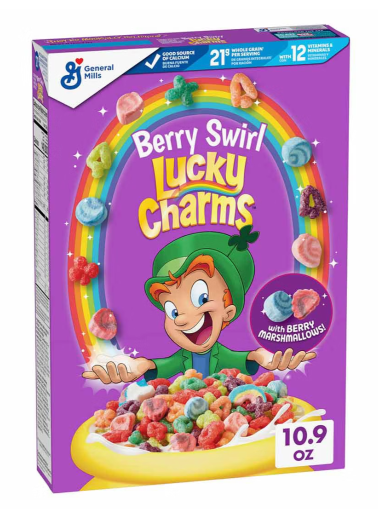 Lucky Charms Berry Swirl Kids Breakfast Cereal with Marshmallows, 10.9 oz - expired April 18 2026