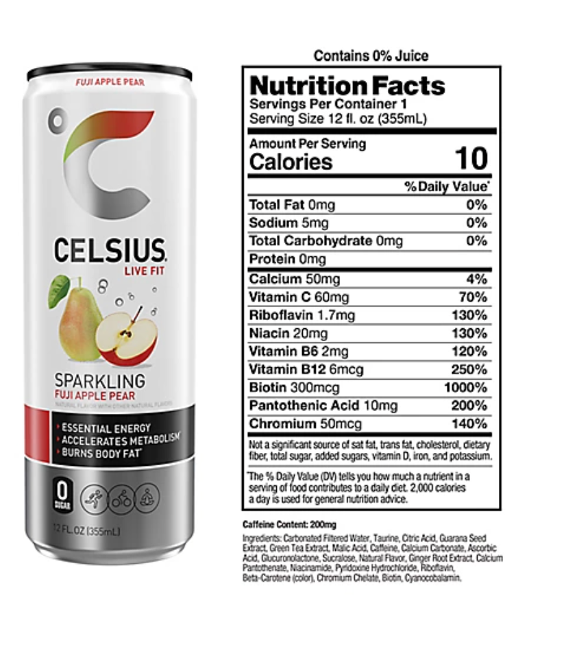 Celsius Sparkling Fuji Apple Pear - 12 Fl. Oz.