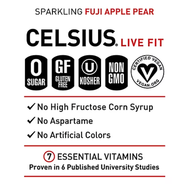 Celsius Sparkling Fuji Apple Pear - 12 Fl. Oz.