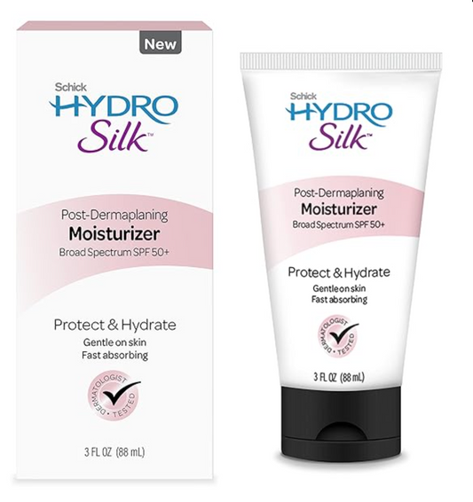 Schick Hydro Silk Post-Dermaplaning Moisturizer with SPF 50+ | Travel Size Face Moisturizer with Sunscreen, Facial Moisturizer, Dermaplane Face Lotion for Women, Facial Lotion, 3oz