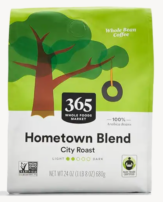 Hometown Blend Whole Bean Coffee, Medium-Light Roast, 24 Ounce - Expires August 16 2025