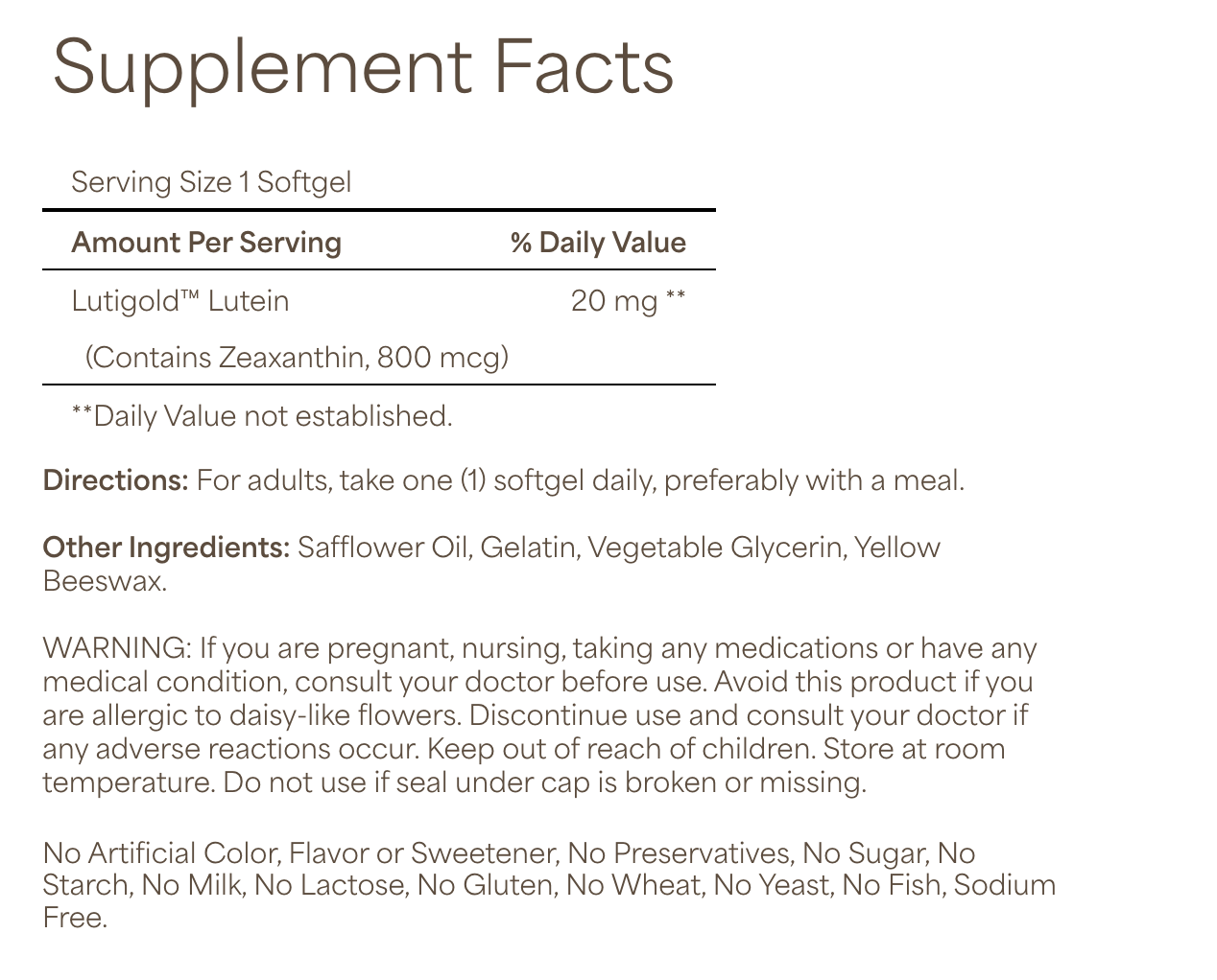Puritan's Pride Add to favorites Lutein 20 mg with Zeaxanthin