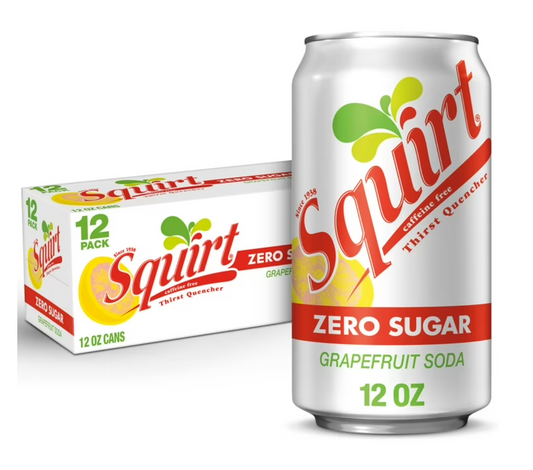 Squirt Zero Sugar Grapefruit Soda Pop, 12 fl oz, 12 Pack Cans